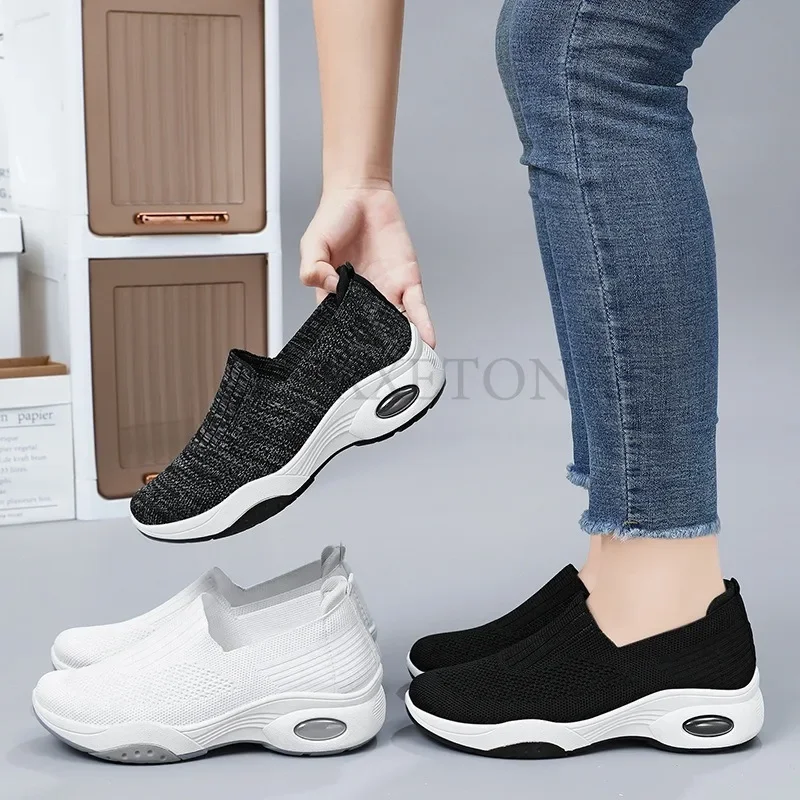 Women Vulcanized Shoes Spring New Fashion Soft Sole Breathable Anti Slip Mesh Women Casual Leisure Lightweight Sports Shoes