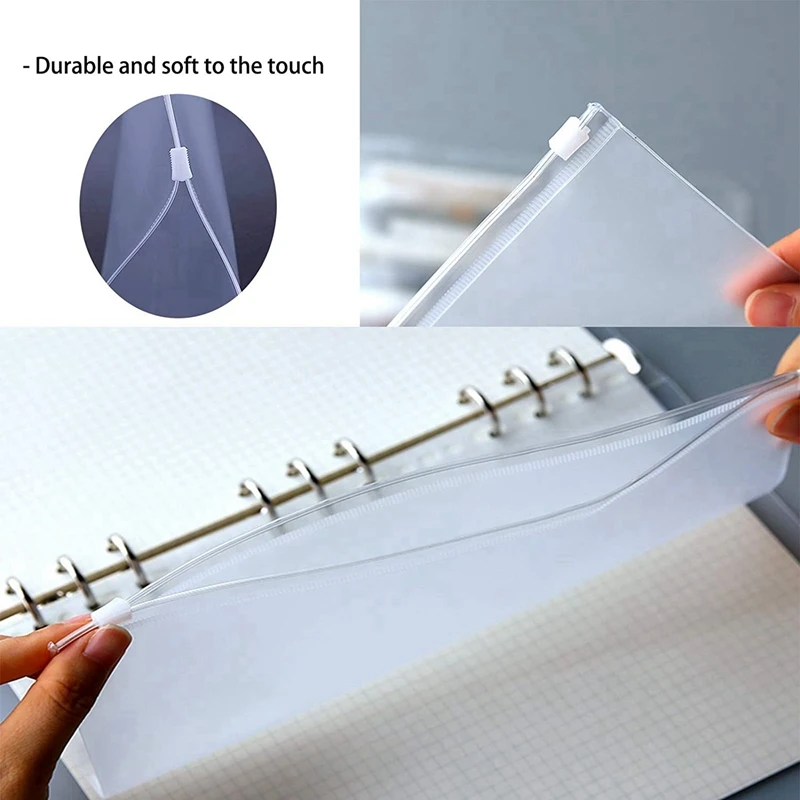 مقاوم للماء بولي كلوريد الفينيل الموثق جيوب ، النقدية الميزانية المغلفات ، سستة الحقائب ل A6 دفتر المجلدات ، 6 ثقوب ، 70 قطعة