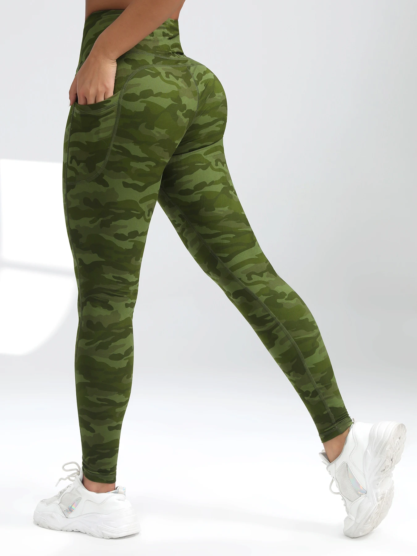 

SALSPOR Camouflage Yoga Pockets Autumn Gym Leggings Women High Waist Skinny Stretch Leggings Women Running Sport Autumn Pants