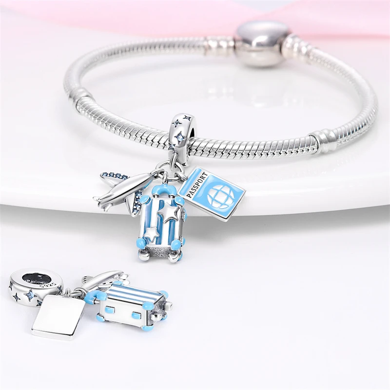 2024 Hot 925 Sterling Silver Aircraft Travel Chameleon Charms Beads Fit Original Pandach Bracelets DIY Jewelry Gifts Accessory