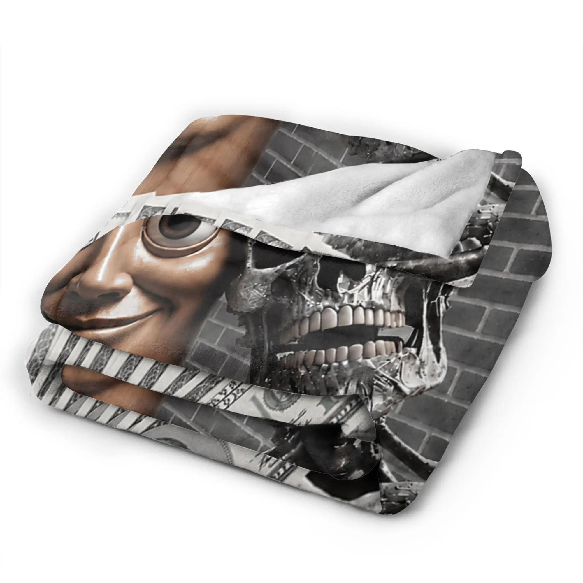 Motion at Your Front Door Skeleton Tung Tung Tung Sahur Soft Blanket Casual Camping Throw Blanket Couch Bed Flannel Bedspread