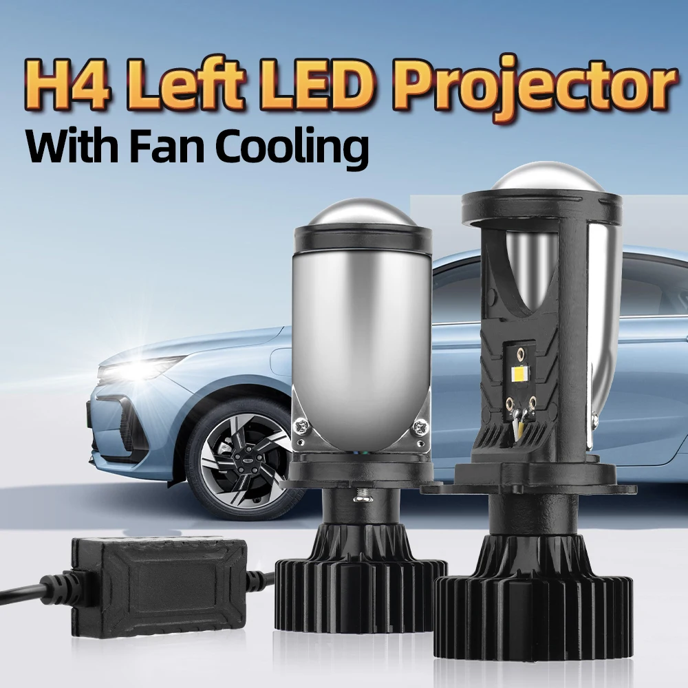 

1/2Pcs Upgrade H4 LED Projector Headlight Left Lens High Brightness 220W Automobile Hi Lo Beam Bulb 12V 6000K with Fan Cooling