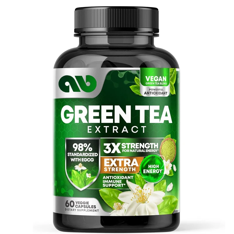 Green tea extract -98% standardized EGCG 1000mg natural energy containing polyphenols - mild caffeine -60 capsules