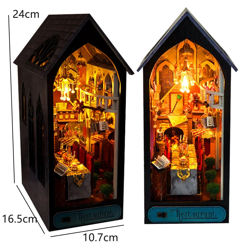 DIY Houten Boekenhoekje Insert Kit Poppenhuizen Bouwspeelgoed Boekensteunen Boekenplank Decor Poppenhuizen Speelgoed Voor Kinderen Kerstcadeaus