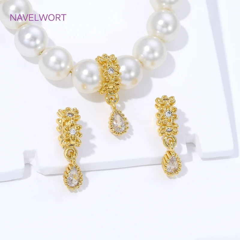 18K Gold Plated Brass Bails Pendants For Necklaces Accessories,Inlaid Zircon Water Drop Charms,DIY Jewelry Making Supplies view 4