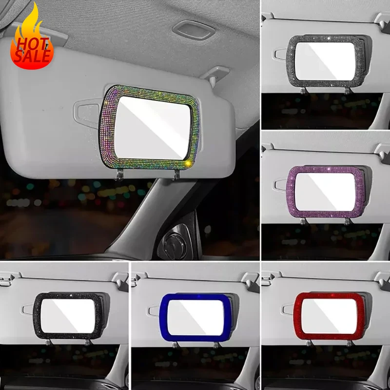 hot selling Car Hot Diamond Sun Visor Decorative Mirror Sparkling Makeup Mirror Espelho rear view mirror   baby car seat