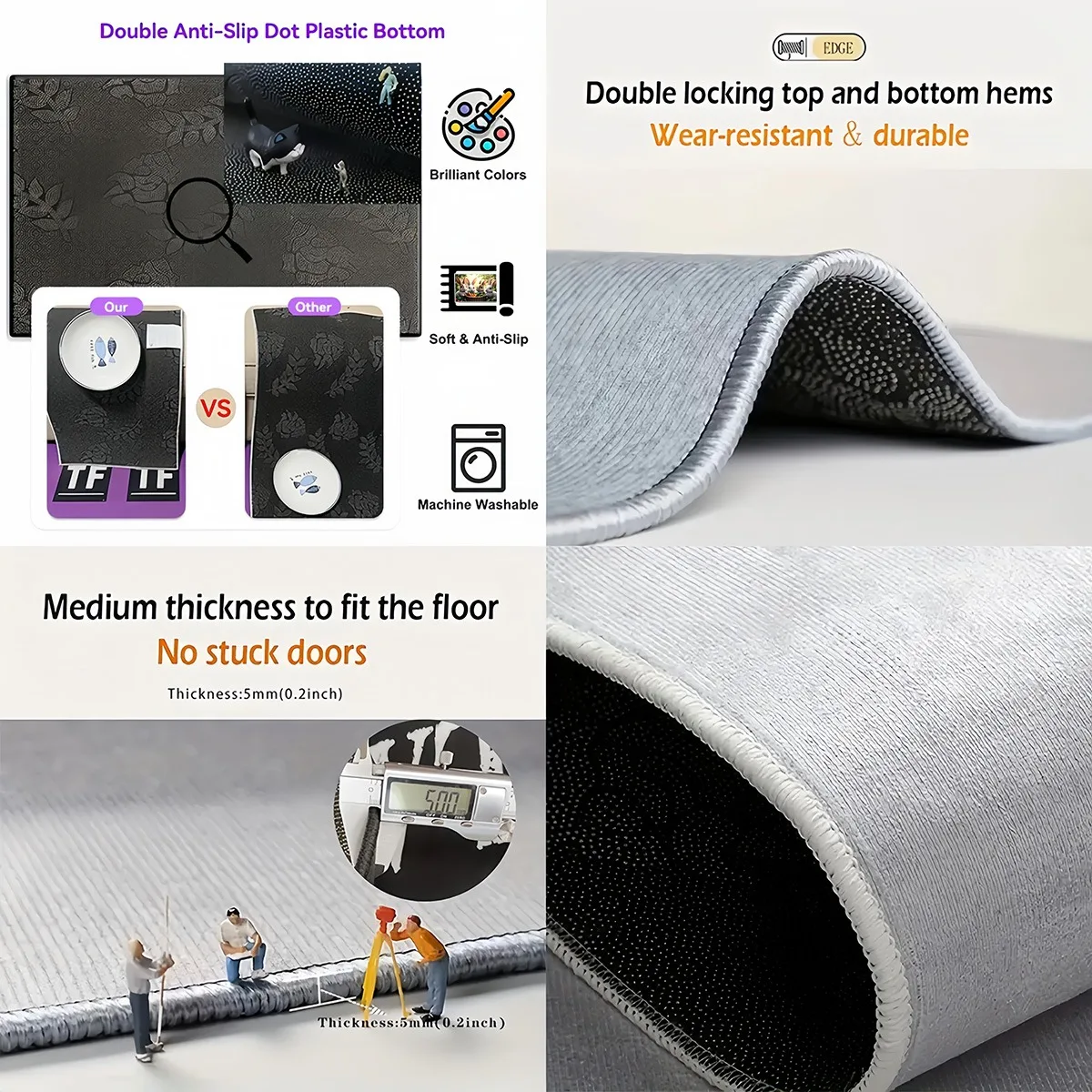 الأرنب الجزرة سلة كريستال المخملية البساط عيد الفصح الربيع موضوع لطيف الحيوان غرفة الاطفال ديكور لينة عدم الانزلاق الكلمة حصيرة #4