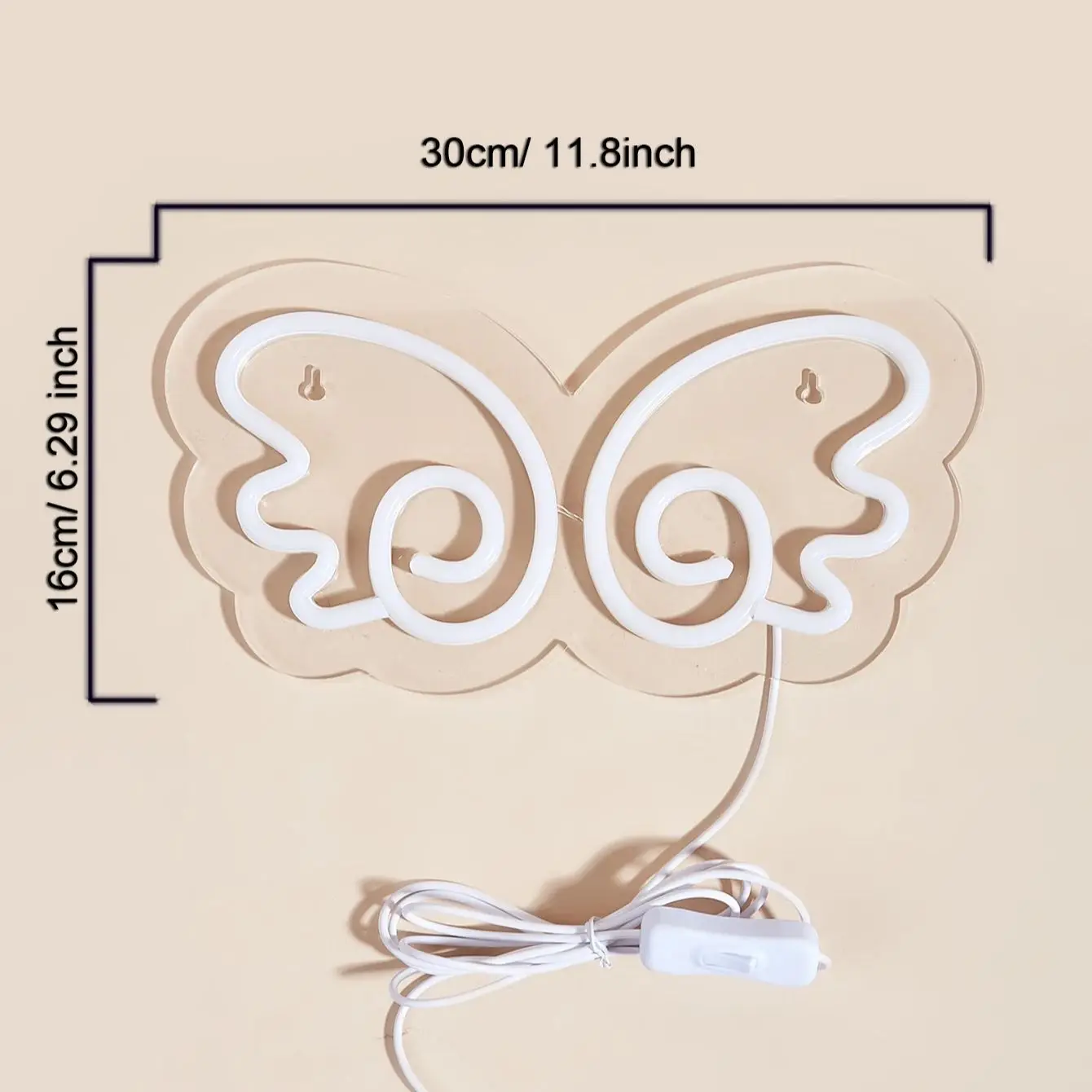 Chi-buy LED Neon Wings USB Powered Neon Signs Night Light 3D Wall Art Bedroom Living Room Decor Lamp Signs