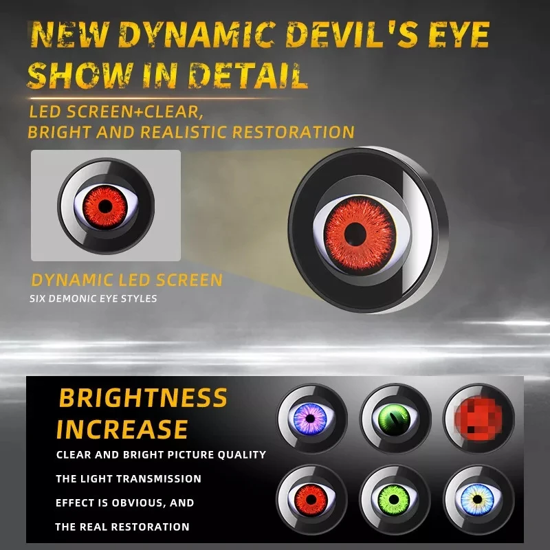 2pcs LED Dynamic Devil Eyes Lights 12V Car Remote Control Headlight Retrofit Kit