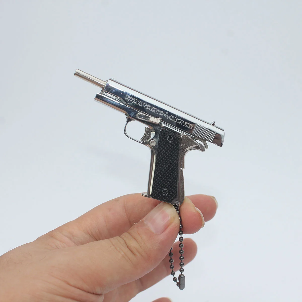 1911 Pistol 1:3 Metal Keychain Model With Slide Lock & Button Magazine Release, Realistic Simulation, Non-Firing, Car Keychain