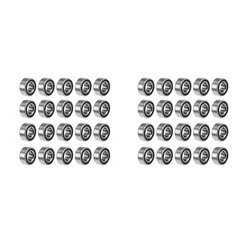A89E-40PCS MR105-2RS 5X10x4mm Ball Bearing Steel Double-Shielded Miniature Ball Bearings,Black