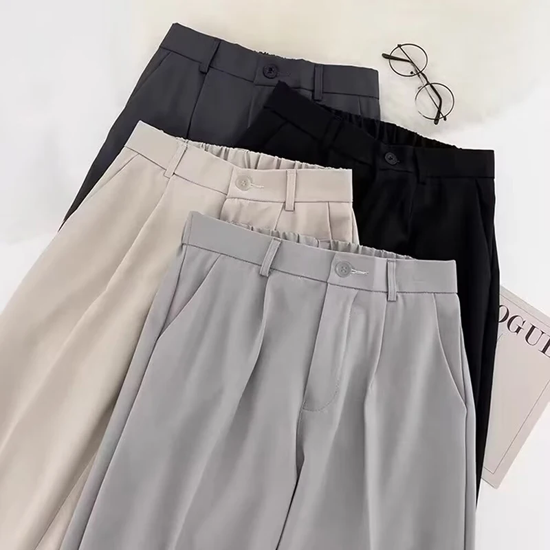 

Spring Summer Thin Breathable Men High Waist Narrow Leg Suit Pants Male Baggy Comfortable Harem Pants Daily Causal Trousers