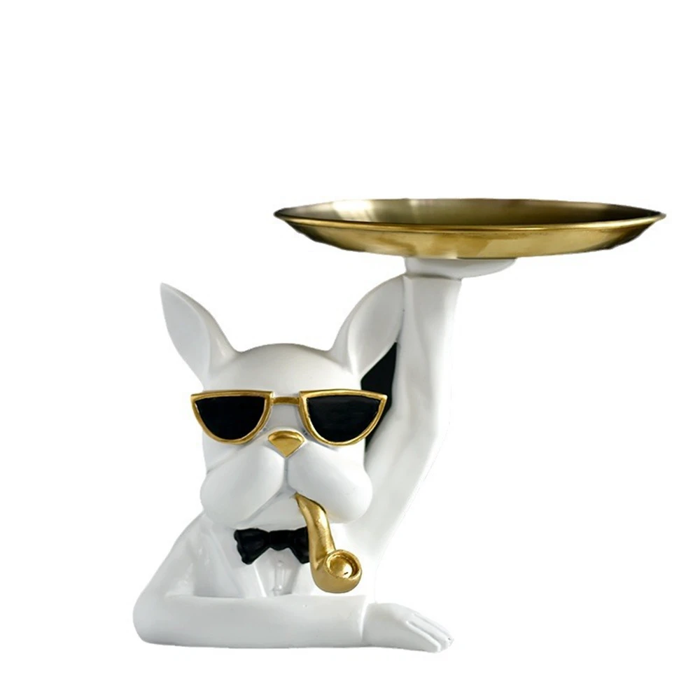 

Nordic Luxury Fighting Dog Tray Storage Gift Home Living Room Entrance Desk Abstract Desktop Decoration Figurines Statues Decor