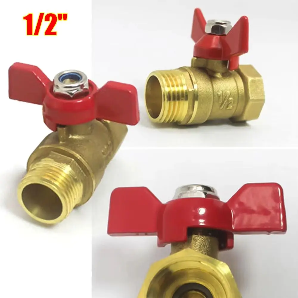 1Pcs Brass Shut Off Valve Butterfly Stem Heavy Duty Butterfly Valve 1/2