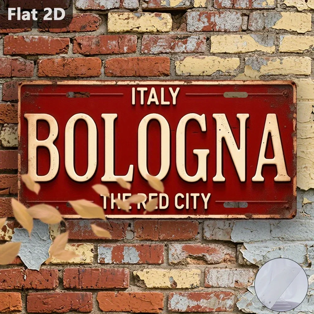 2D Flat, 1pc Bologna Italy Vintage Metal Sign - Retro Italian Landmark Wall Decor,  Plaque Suitable for Travel Souvenir