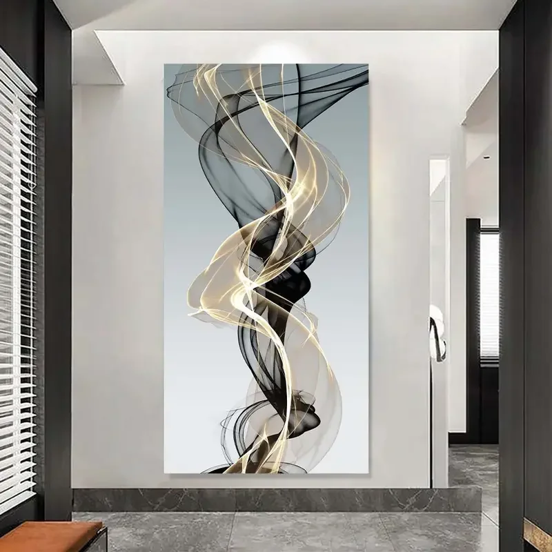 1pc frameless Canvas Painting 1pc Nordic Abstract Ribbon Canvas Painting - Modern Wall Art for Living Room and Bedroom Decor - E