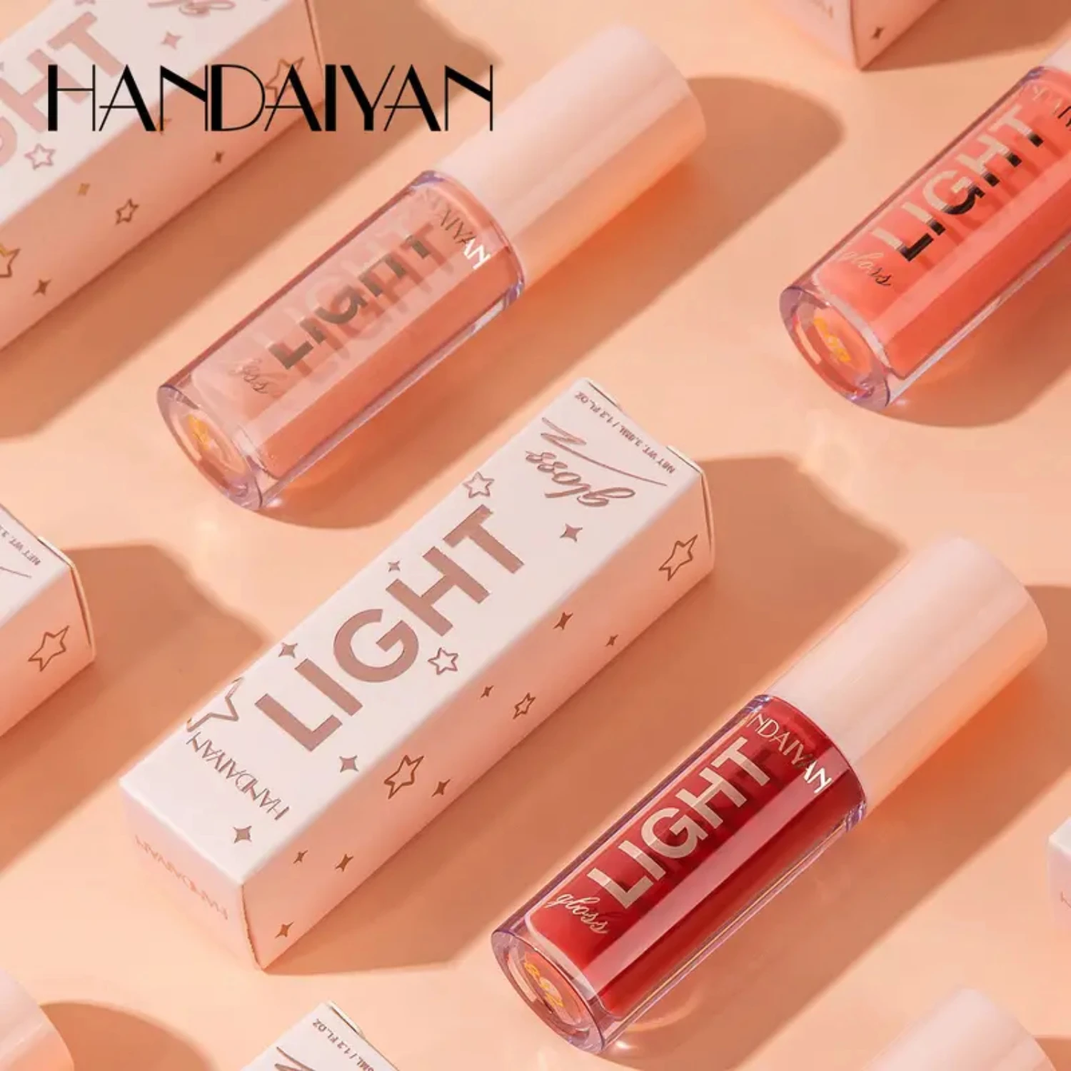 HANDAIYAN Brillo de labios líquido con luz de espejo, 12 colores, brillo de labios nacarado hidratante, esmalte de labios para niñas