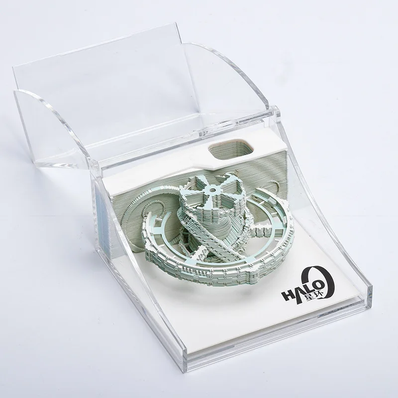 Anillo de estrella con temática de ciudad, papel en capas estéreo 3D tallado, nota adhesiva creativa Cultural con encanto arquitectónico cósmico