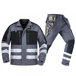 Spring And Autumn Work Wear Reflective Wear Resistant Auto Repair Machine Repair Dirt Resistant Men Overalls Suit Workwear set