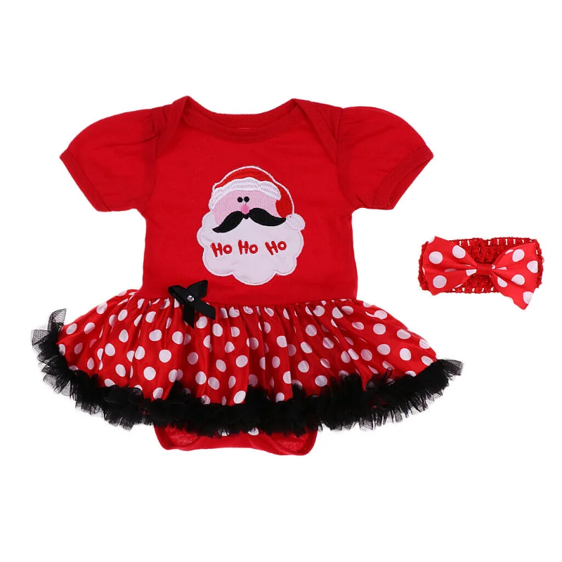 

Reborn Doll Christmas Clothing Set Newborn Baby Rompers And Bowknot Headband Doll Accessories American Girl Doll Clothes