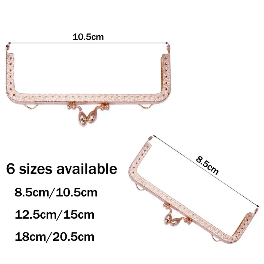 Square Glossy Gold Basic Metal Purse Frame Kiss Clasp Lock DIY Bag Accessories 8.5/10.5/12.5/15/18/20.5 CM Bag Frame Buckle