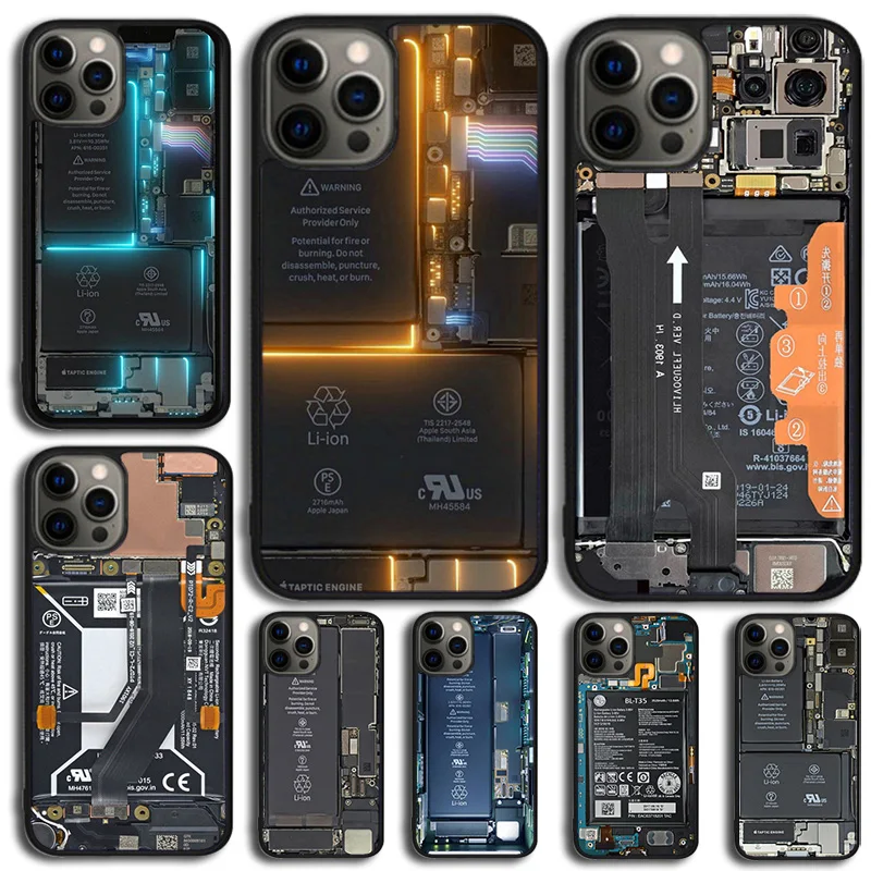 Motherboard Circuit Board Phone Case Cover For iPhone 15 16 14 XR XS 11 12 13 Mini Pro MAX Plus