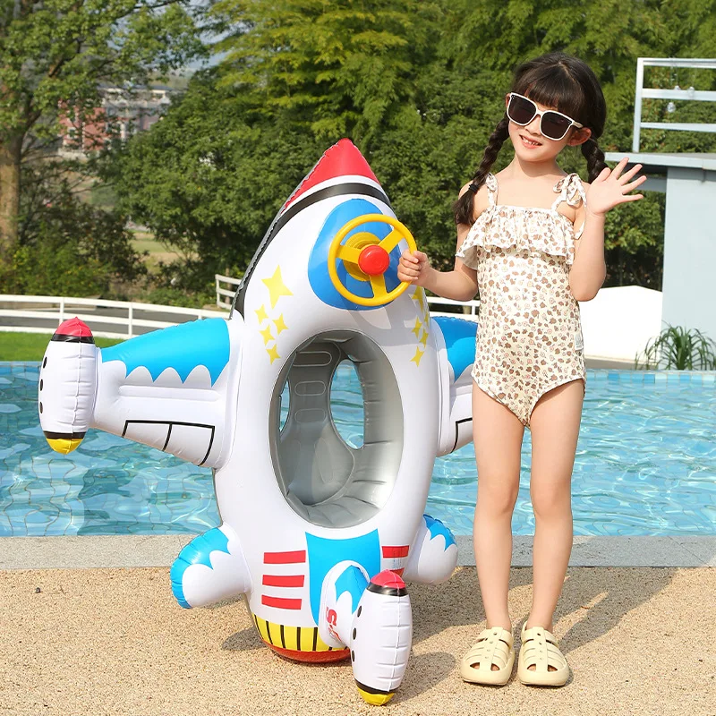 Baby Swim Ring Inflatable Toy Aircraft Shape Swimming Circle Seat Float Swimming Pool Beach Summer Water Toy For Kid Children