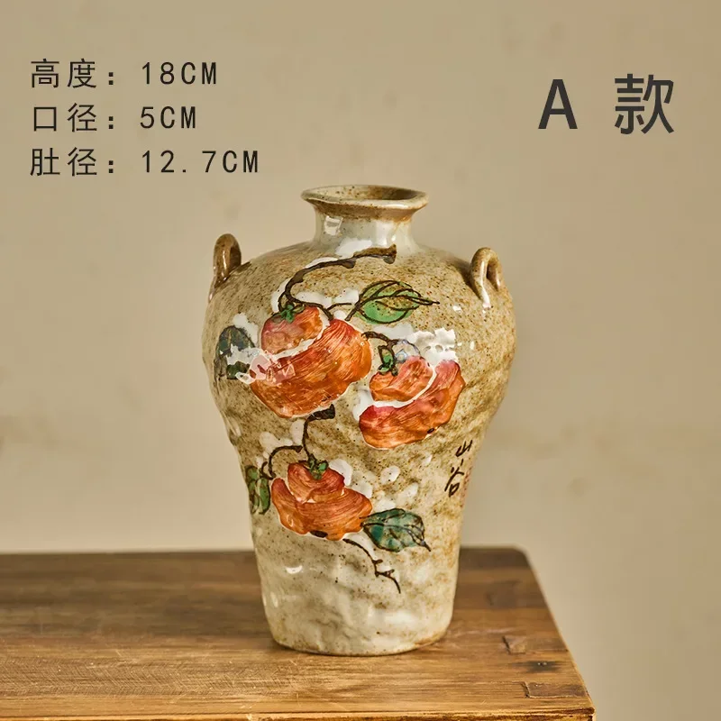 Persimmon Ruyi ceramic vase porch living room TV cabinet decorative ornament hand-painted persimmon water flower cultivator