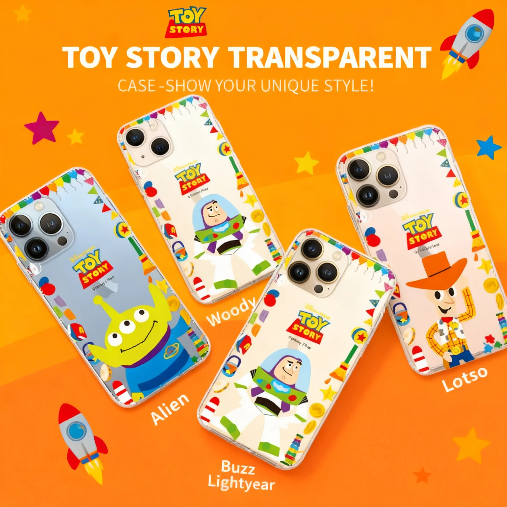 

Transparent Cartoon Toy Story 14 Woody Phone Case Compatible with iPhone 17 Pro Max Soft 16 Protective Cover 15