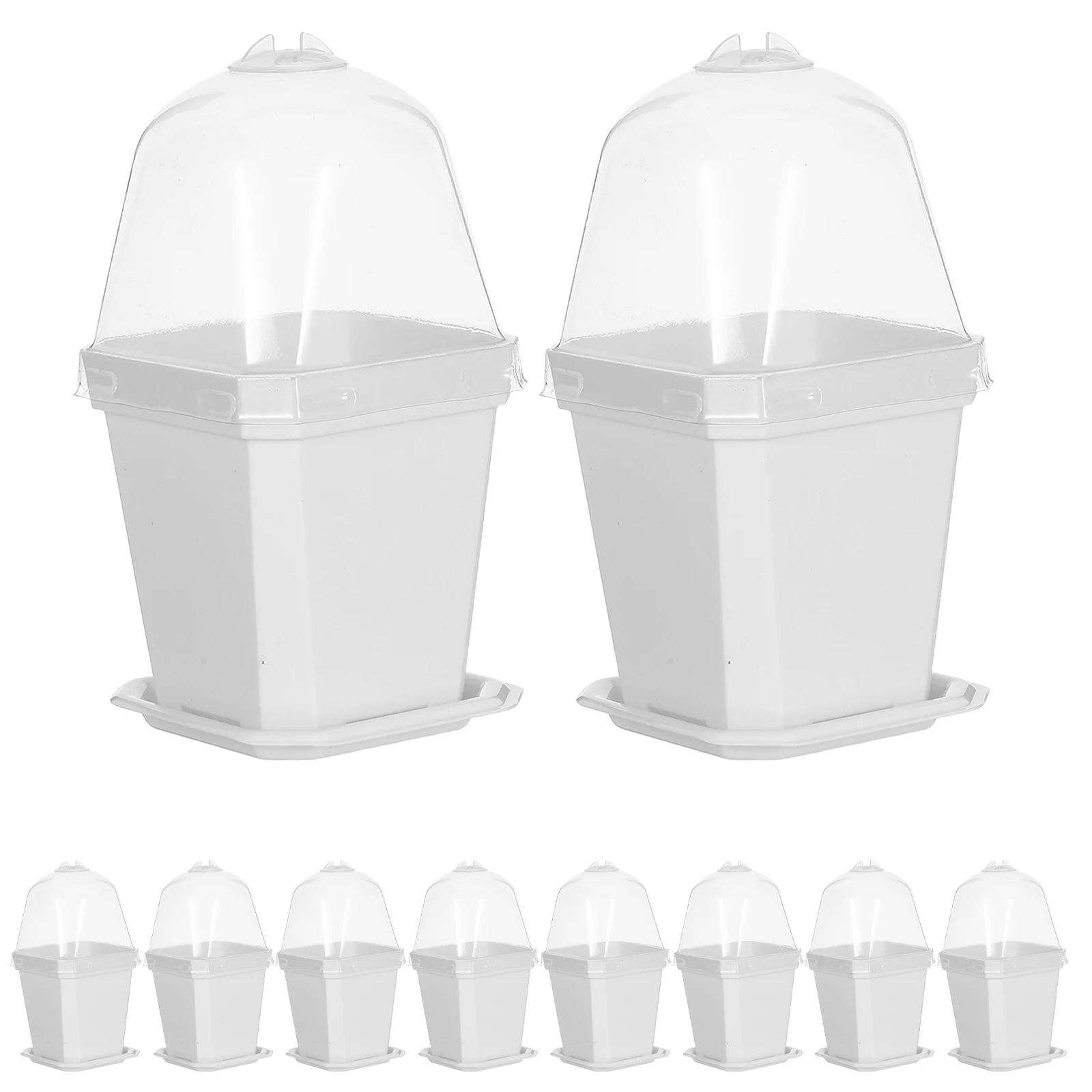 

10 Sets Thickened Flower Pots with Tray for Succulents Bonsai Small Plants Indoor Gardening Pot Set Ventilation Holes Easy Clean