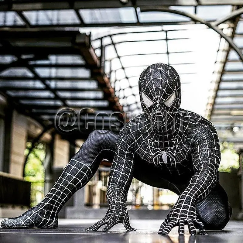 Disfraz de Spiderman Tobey Maguire, traje Zentai de superhéroe, negro/rojo, Raimi, para Halloween, para adultos