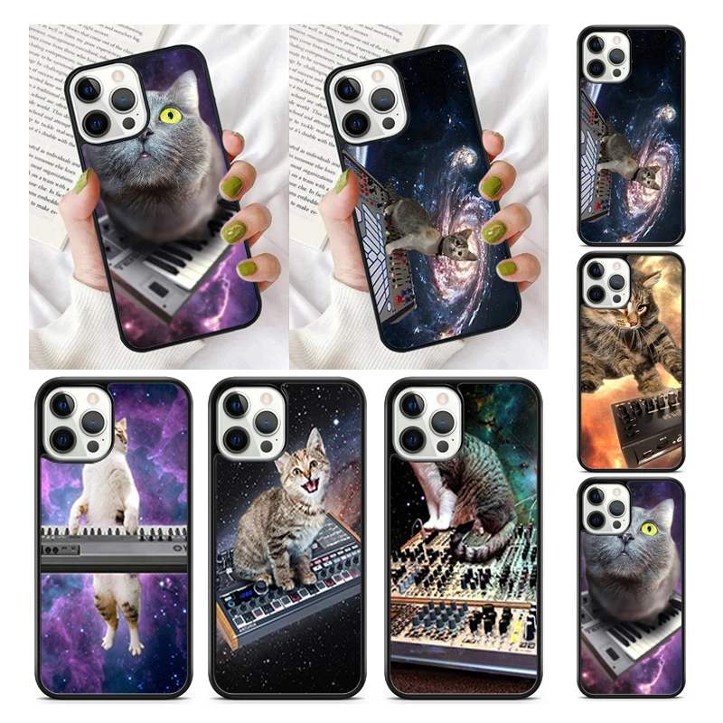 

Чехол для телефона с синтезатором и котом для iPhone 17, Air 16, 16e, 15, 13, 11, 12 Pro Max Plus, чехол Fundas Shell