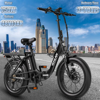 Vitilan U3 Folding Electric Bicycle 750W Motor 48V13AH Removable Battery Aluminum Alloy E-bike 20 Inch Tire Aldult Electric Bike