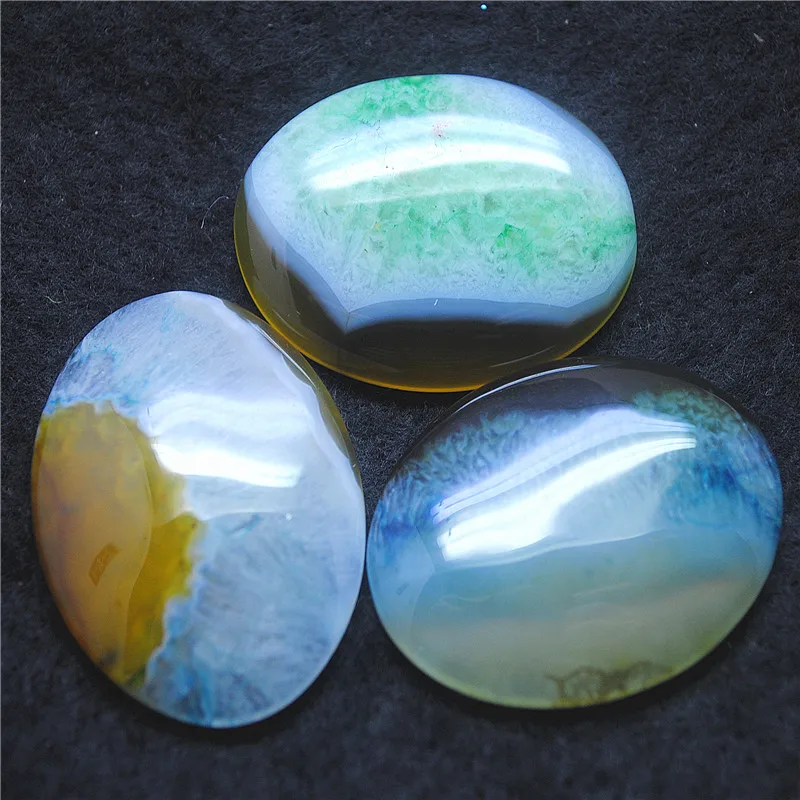 3PCS Natural Semi Precious Stone Cabochons Oval Shape 30X40MM NO Hole Double Colors Mixed Hot Sellings