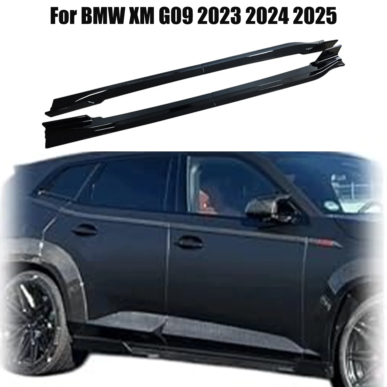 For BMW XM G09 2023 2024 2025 4PCS Side Skirt Splitters Diffuser Spoiler Black Knight Style Guard Protector Body Kits Decoration