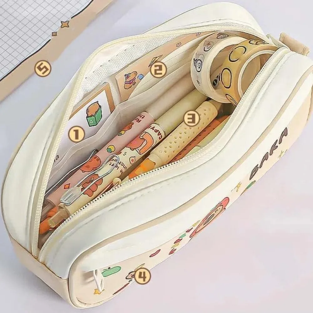 Pencil Case Capybara Stationery Bag Large Capacity Desktop Storage Large Capybara Pen Bag Animals Capibala Cartoon Pencil Bag