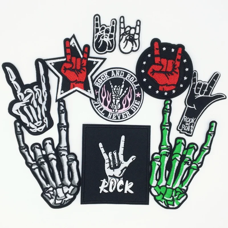 Punkrock-Stickerei-Aufnäher für selbstgemachte Kleidung, Jacken, Jeans – lebendige Streifen, musikinspirierte Designs, einfach anzubringen