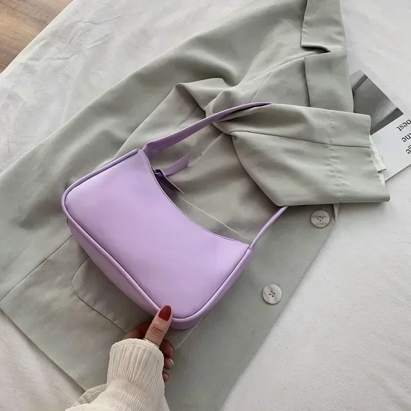 BBA173  Soft PU Ladies Leather Crossbody Bag Women Purple Underarm  Retro Solid Color Handbag Fashion Design Girl Small