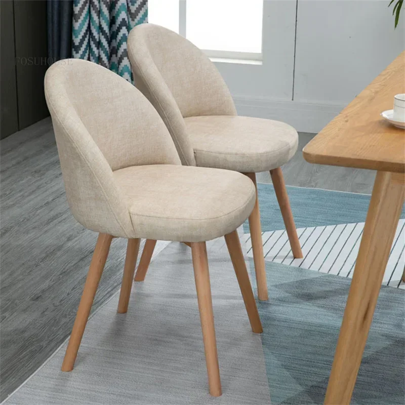 

Nordic Fabric Kitchen Dining Chairs Modern Minimalist Household Dining Chair Leisure Backrest Chairs Light Luxury Makeup Chairs