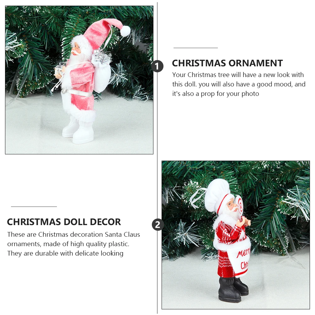 

2pcs Christmas Santa Clause Ornaments Decorative Pendants Lightweight Plastic Tree Wall Hanging Party Diy