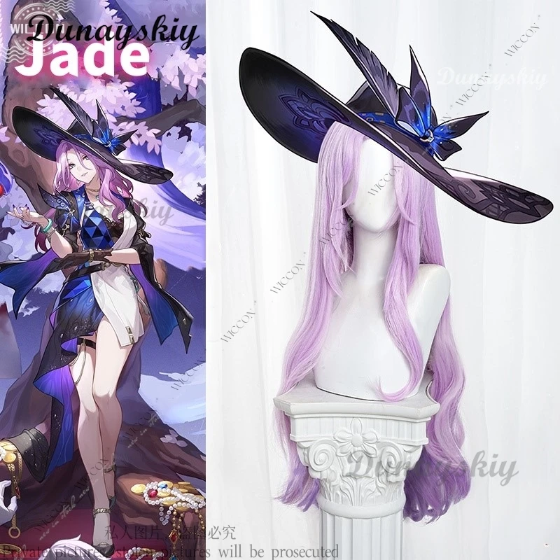 

Jade Game Honkai Star Rail Jade Cosplay Wig 90cm Light Purple Long Hair Ten Stonehearts Halloween Party for Women Girls Props