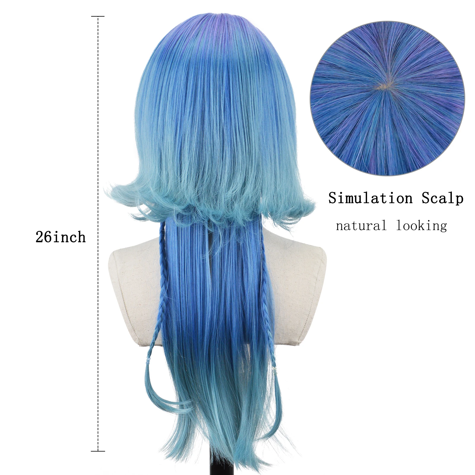 AICKER Long Cosplay  Wig with Bangs for Women Synthetic Fiber Natural Straight Heat Resistant Wig for Daily Use Cosplay Party