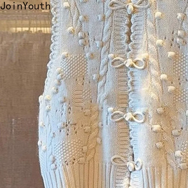 Fashion Vest Sweater for Women 2024 Ropa Mujer O-neck Short Sleeve Single Breasted Waistcoat Casual Knitted Tanks Jackets 27y028