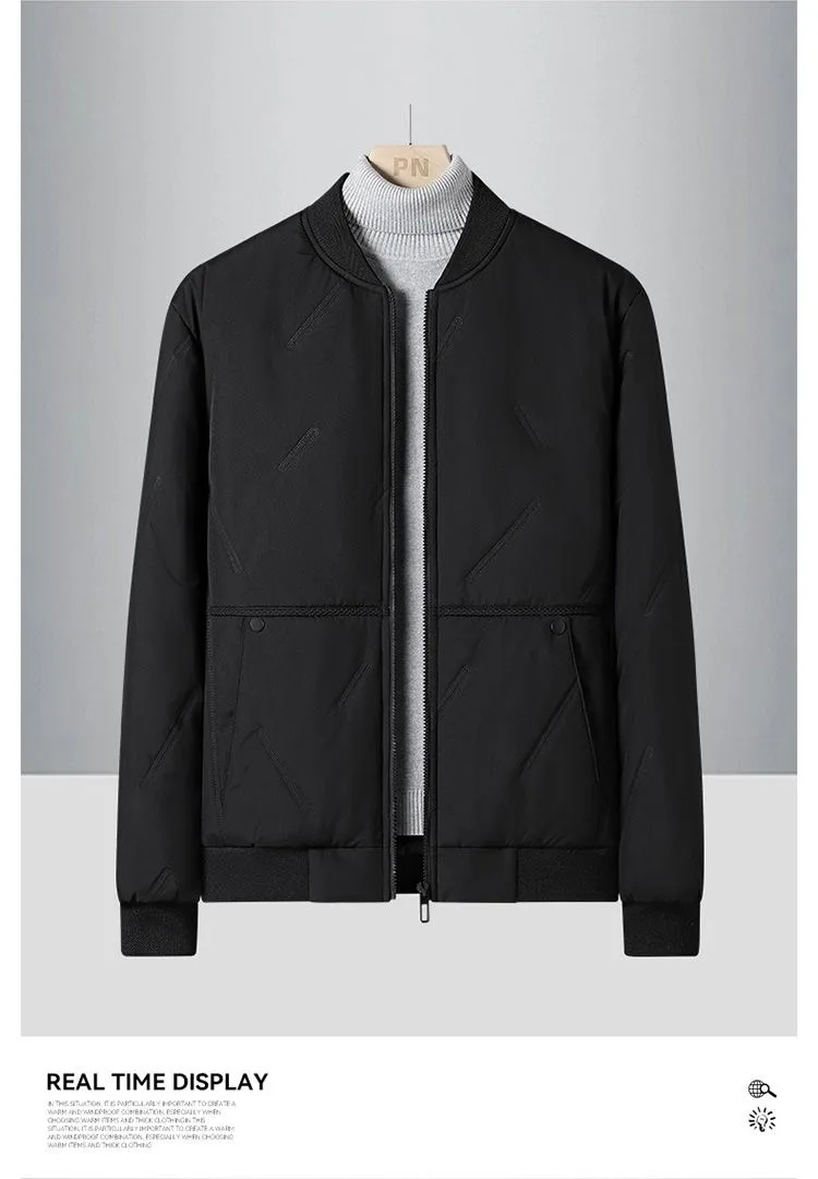 

Men's thick plus size casual Korean version solid color fashion youth cotton jacket stand up collar handsome jacket