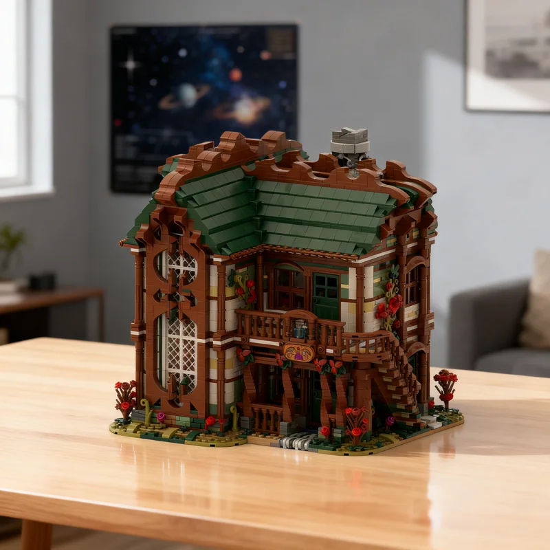 

5956 деталей MOC: Модель Зеленого замка-дома для зельеваров, конструктор, подарок, креативный коллекционный декор, премиум-класс для взрослых