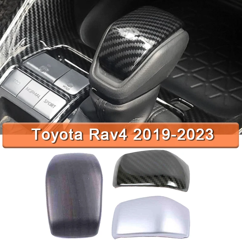 

For Toyota Rav 4 Rav4 2019-2023 Shift Lever Knob Cover Embellishing Carbon Fiber Printed ABS Frame Interior Durazno Wood Color