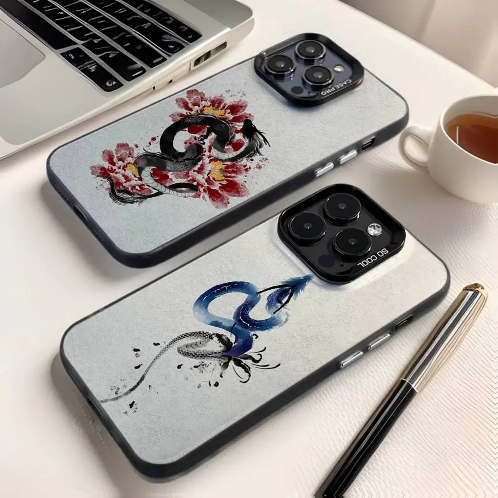 

Color Chinese Dragon Phone Case For iPhone 16,15,14,13,12,11,8,7,Pro,Max,Plus,Mini,XS,SE Anti Fall Black Matte Hard