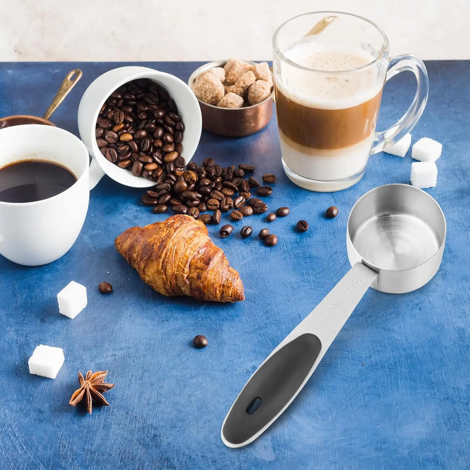 Picture 6: 30 ml Measuring Cup Stainless Steel Coffee Scoop Small Measuring Scoop with Silicone Handle Kitchen Gadgets for Cooking (1/2Pcs)