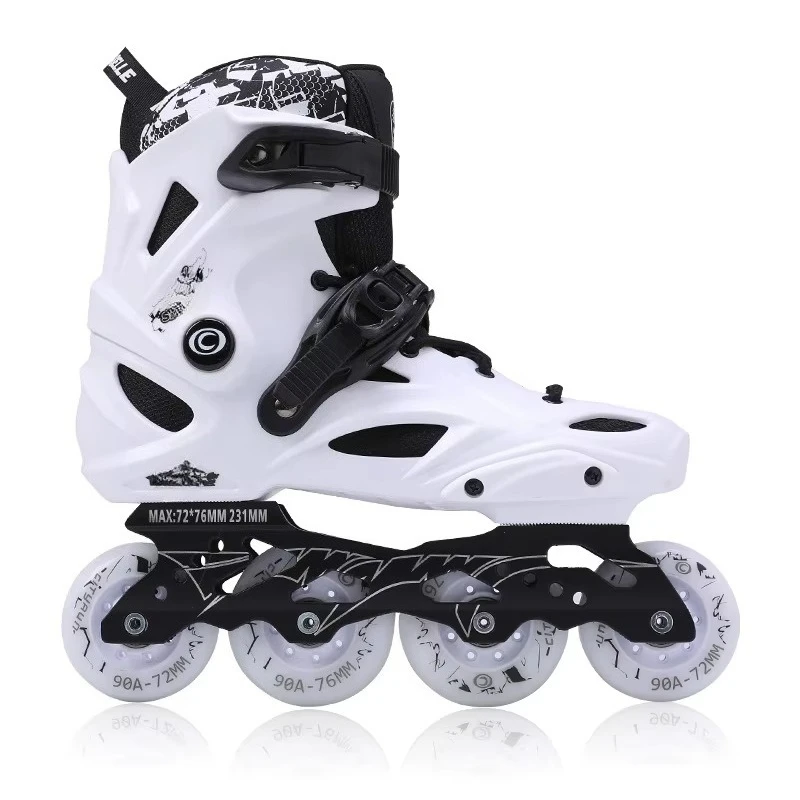 High Quality Adult Professional Skates Cheap Inline Rotary Roller Skates with PU Material Aluminum Chassis EVA Midsole