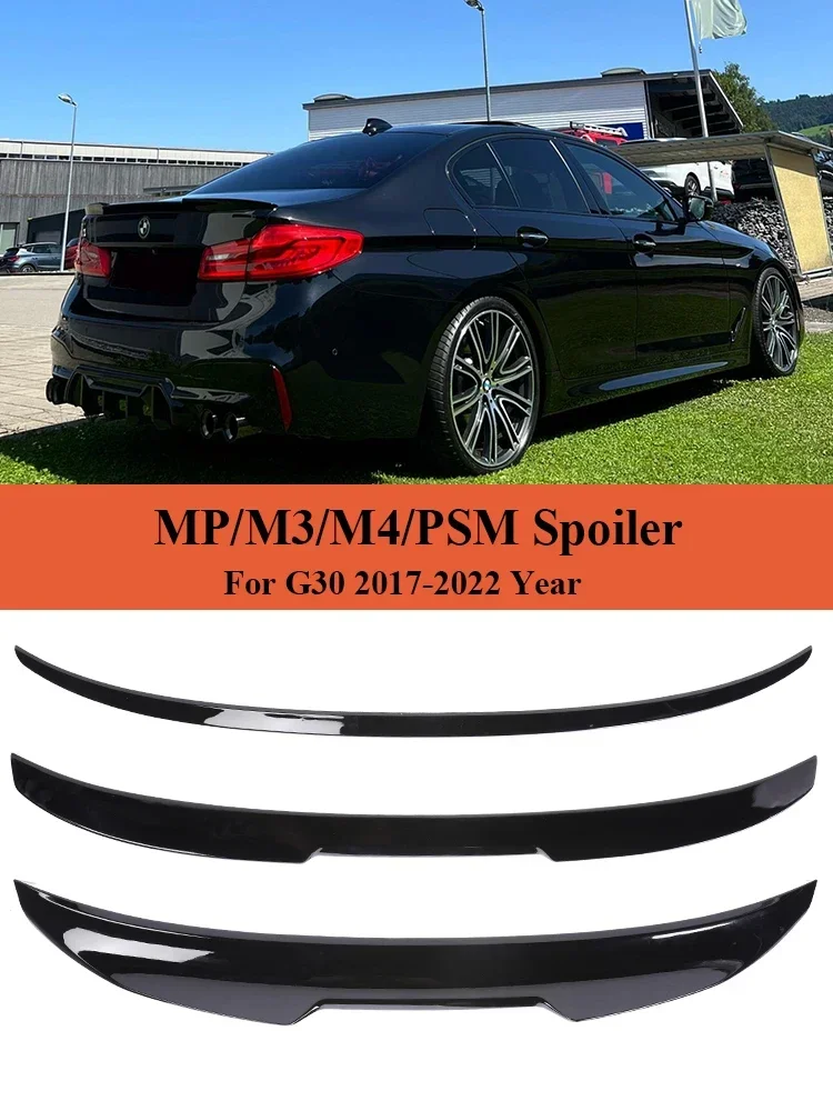 

Rear Bumper Trunk Boot Spoiler Lip For BMW 5 Series G30 Gloss Black M5 Roof Wing PSM M4 CS Style 2017-2022 Carbon Fiber Look
